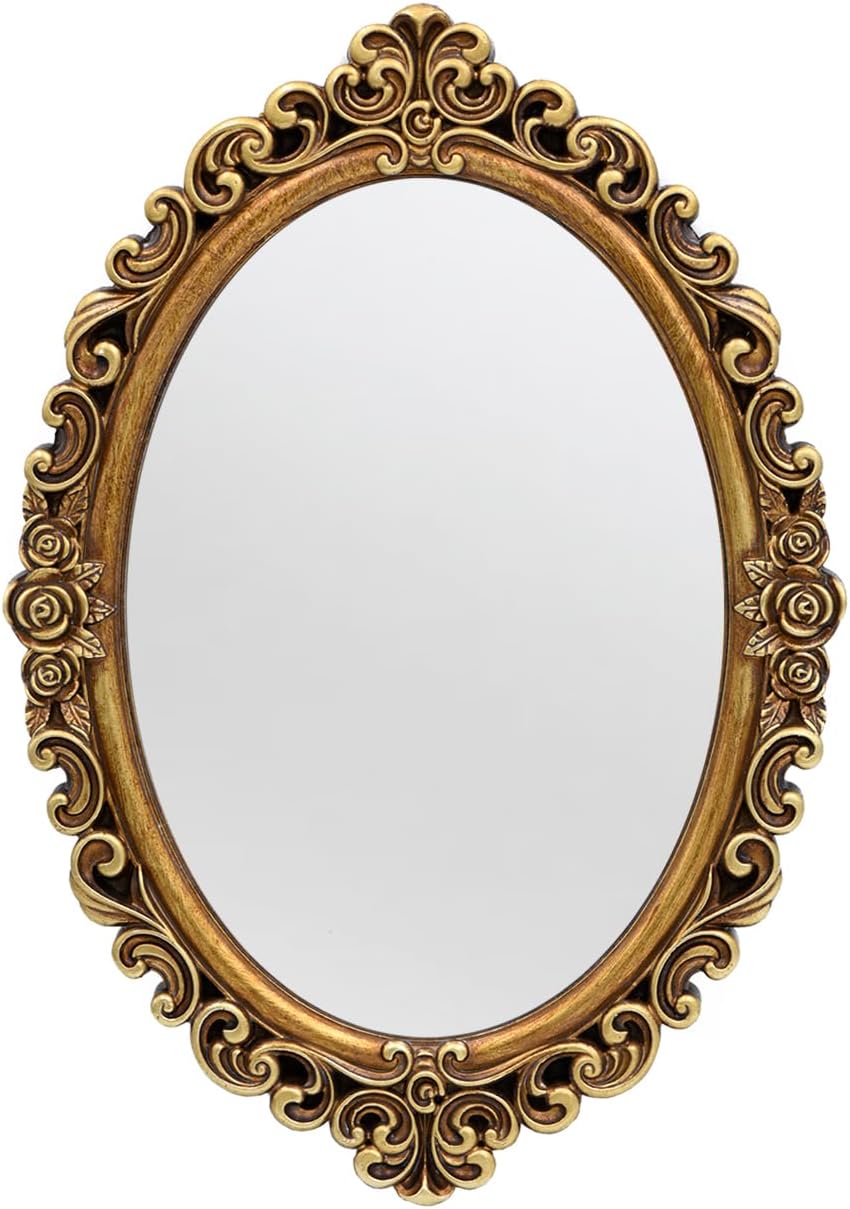 OIGUMR Small Oval Wall Mirror, Resin Frame, 12 x 8.3 Inch