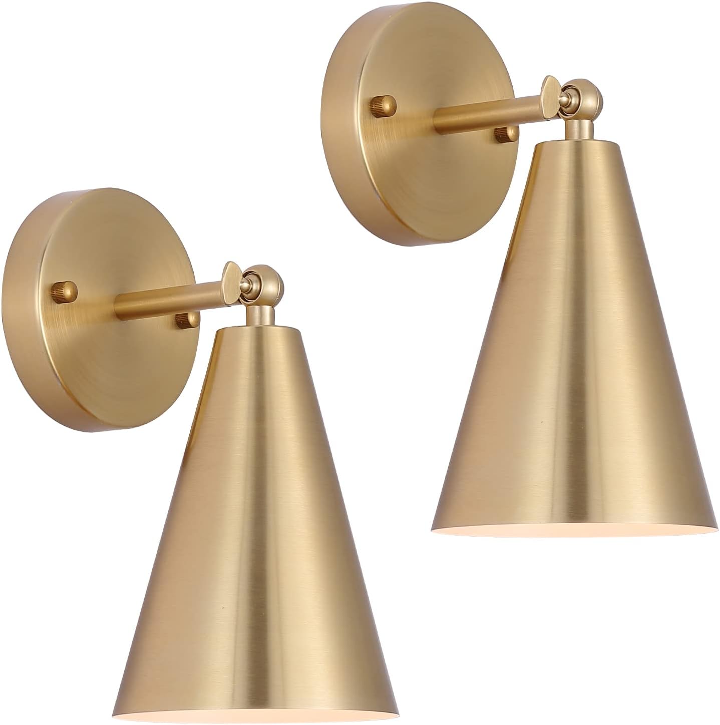 MWZ Modern Brass Wall Sconces, Set of 2, Gold