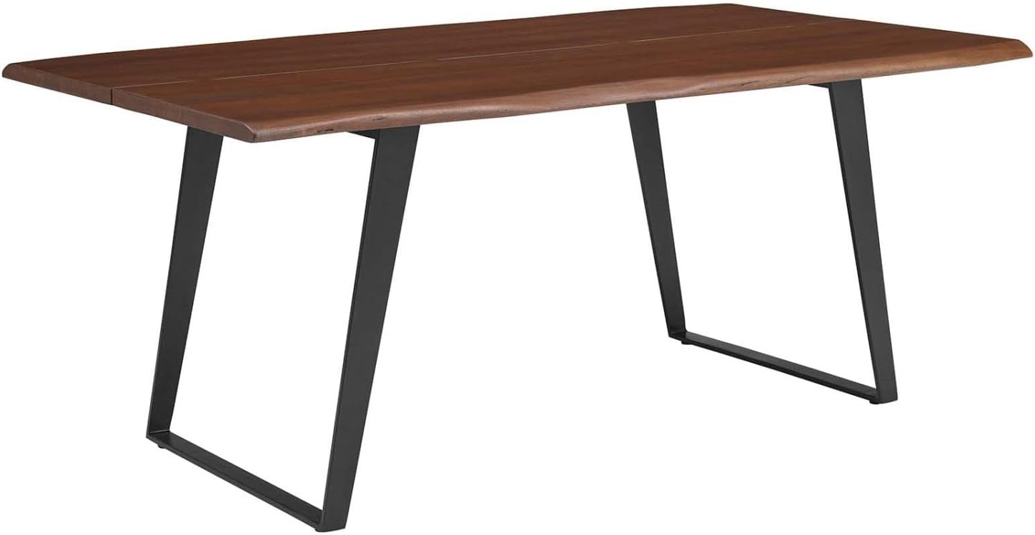 Modway Viggo 74 Inch Live Edge Acacia Wood Dining Table, Black Walnut