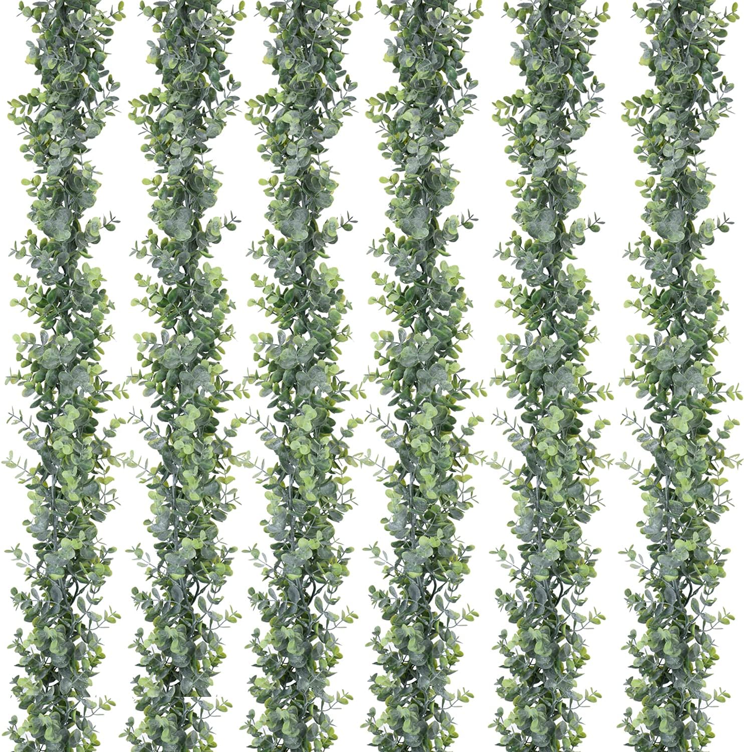DearHouse Faux Eucalyptus Garland, 6 Pack, Artificial Hanging Vines