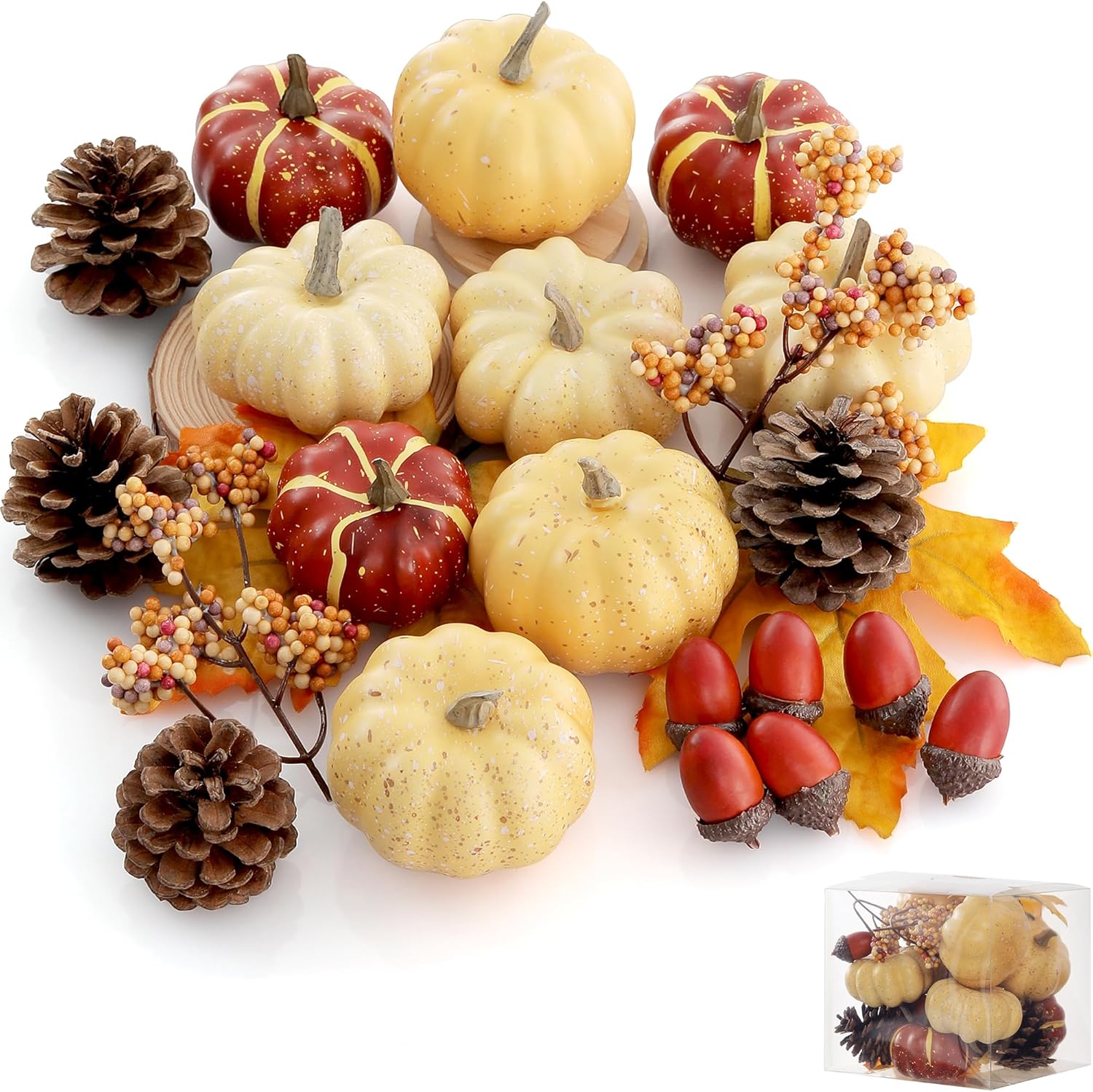 Artgar Pumpkin Decor Set, 23 Pcs Fall Harvest Bowl Fillers