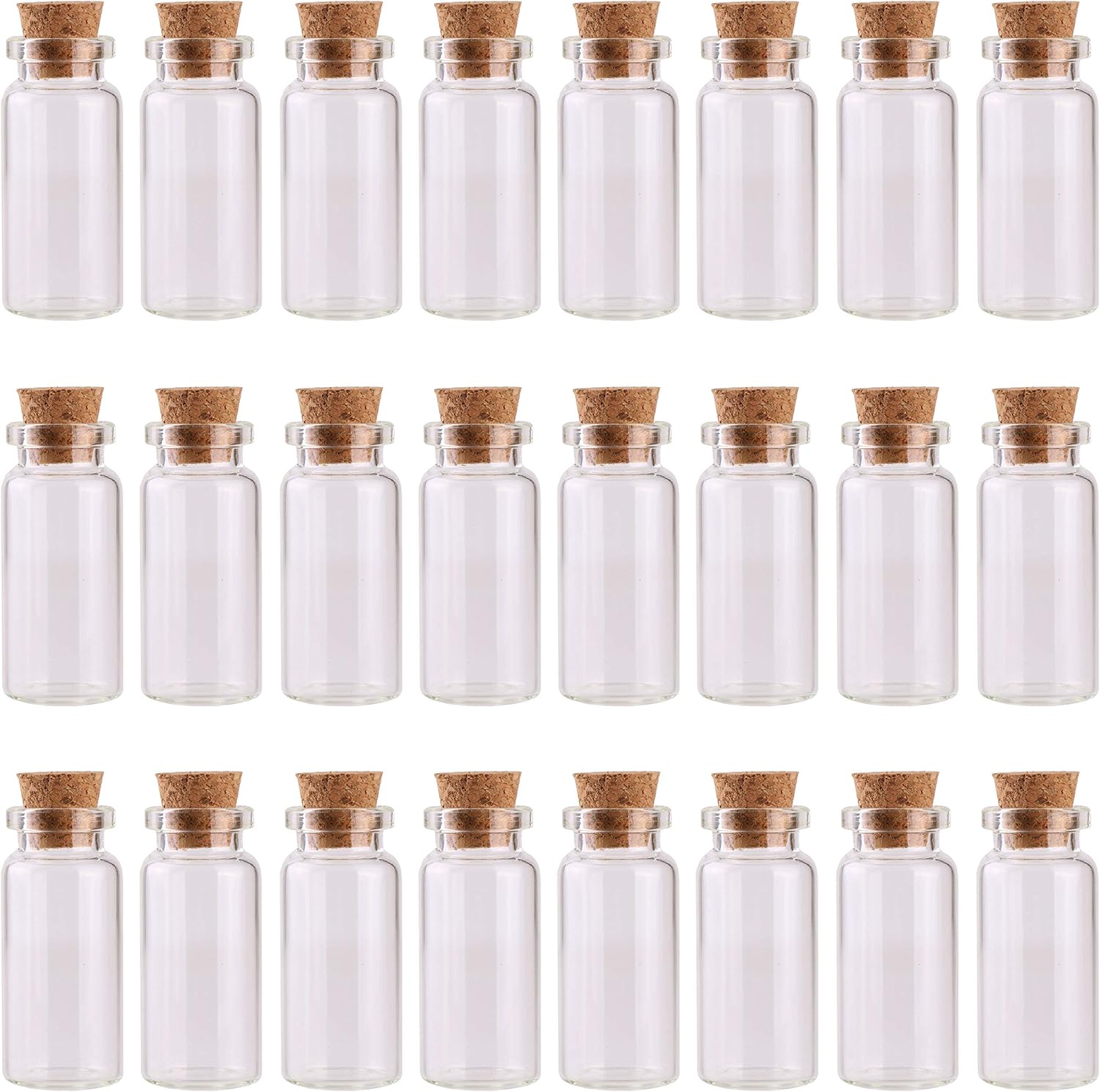 MaxMau Mini Glass Bottles with Cork Stoppers, 10 ml, 24 Pcs
