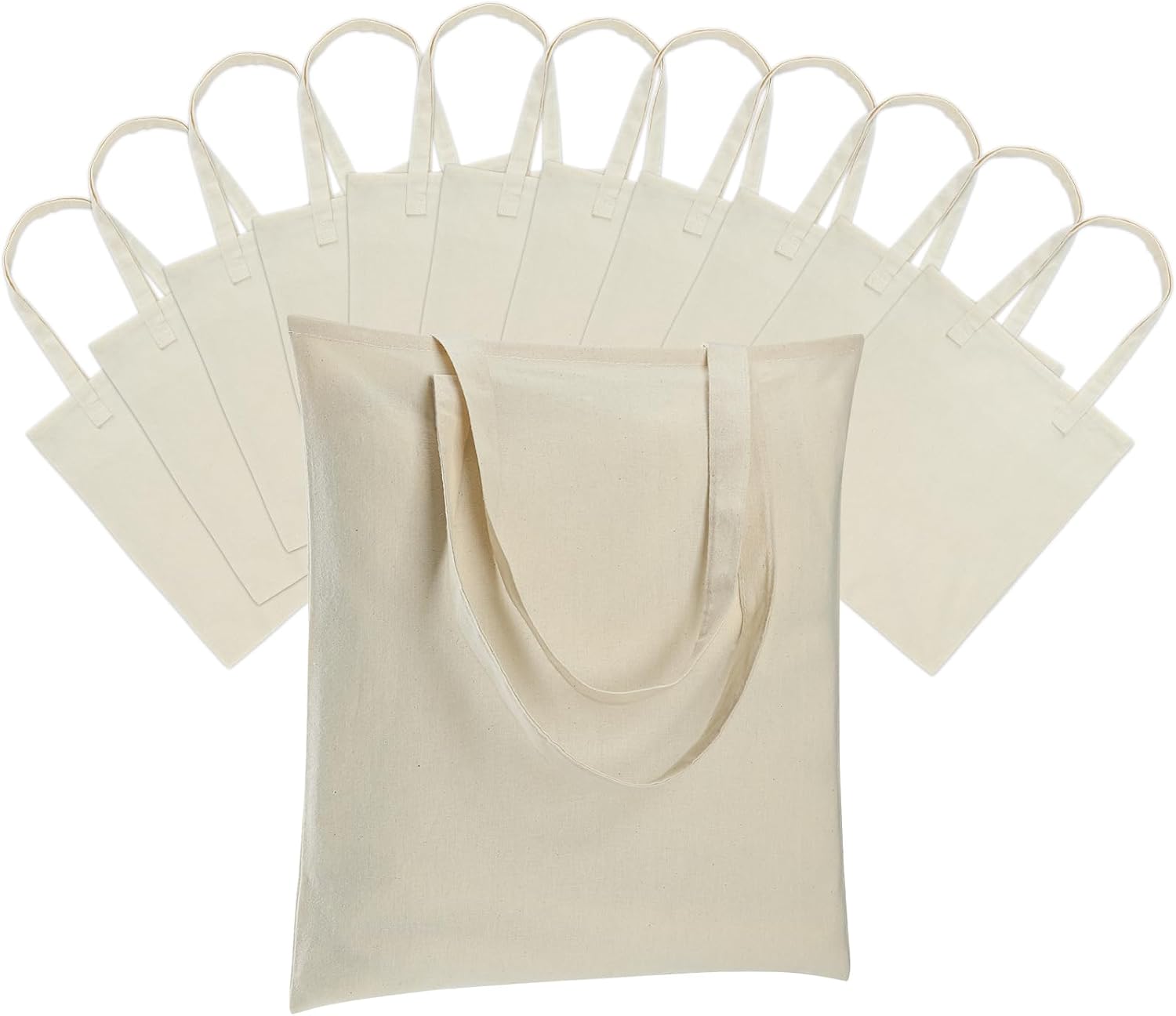 Carbrea Thin Canvas Tote Bags, 12 Pack, Beige