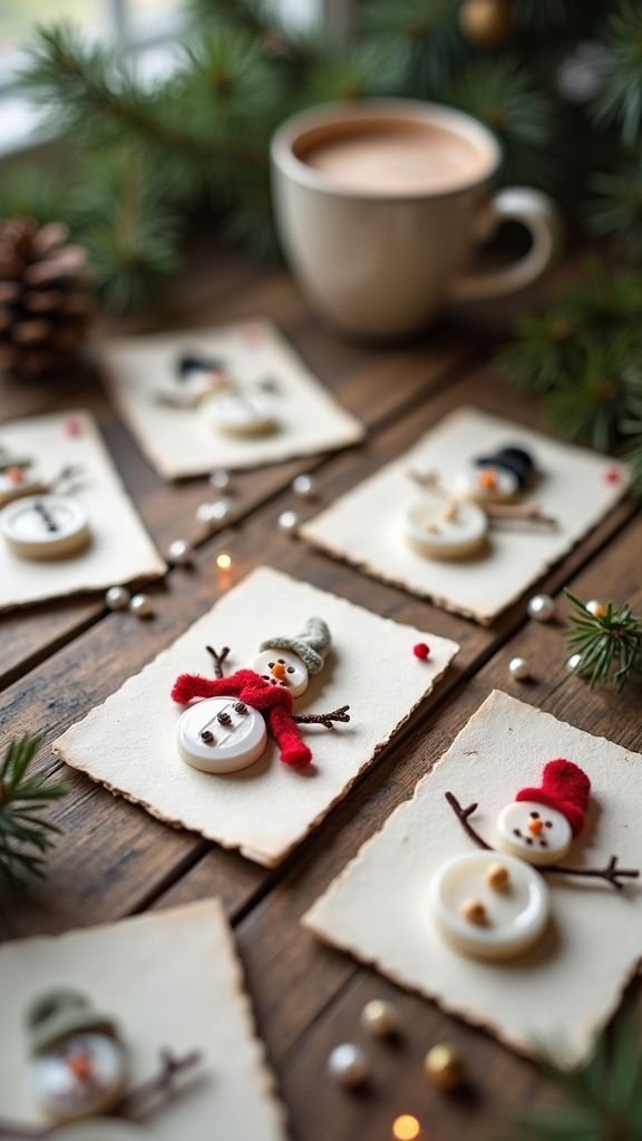 DIY personalized Christmas card with pressed greenery