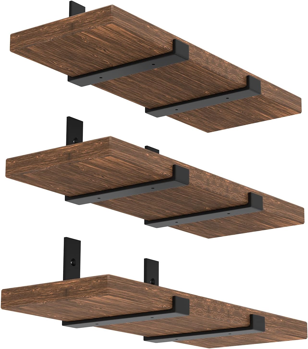 WEKIS 12 Inch Heavy Duty Industrial Black Floating Shelf Brackets