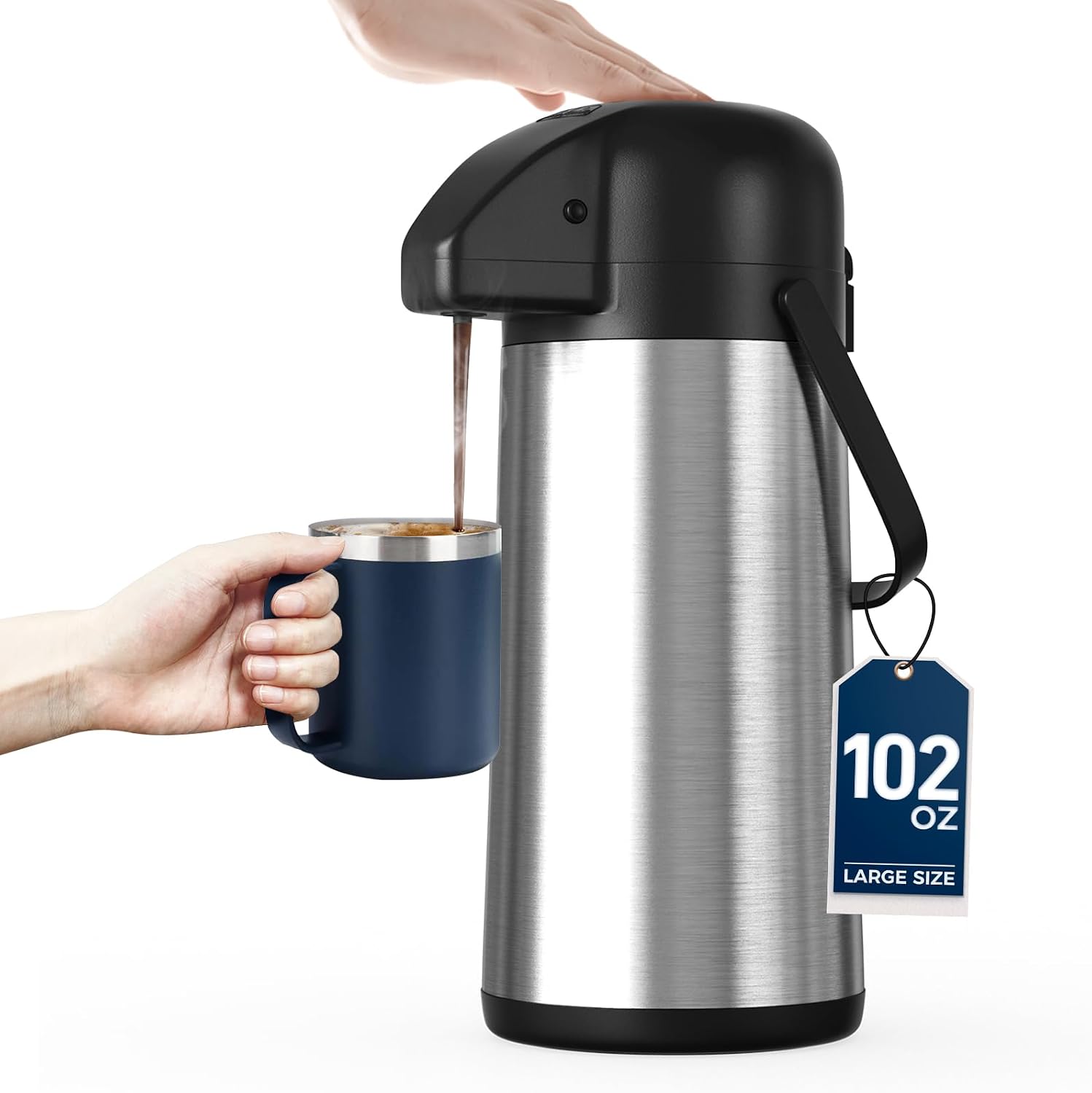 Airpot Coffee Dispenser with Pump, 102 oz, Insulated Carafe