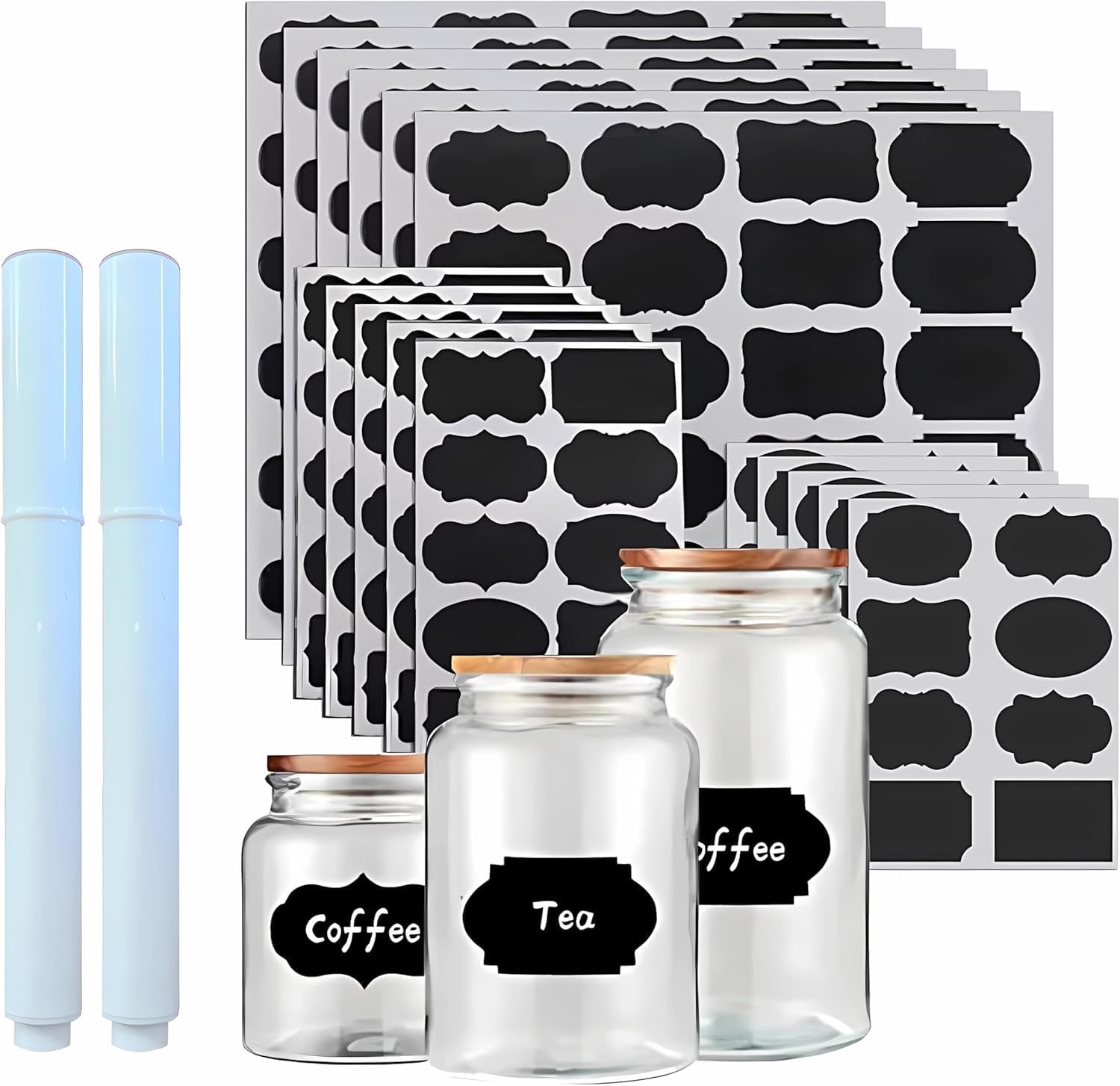 Chalkboard Labels with 2 Chalk Markers, 244 Pcs, Removable