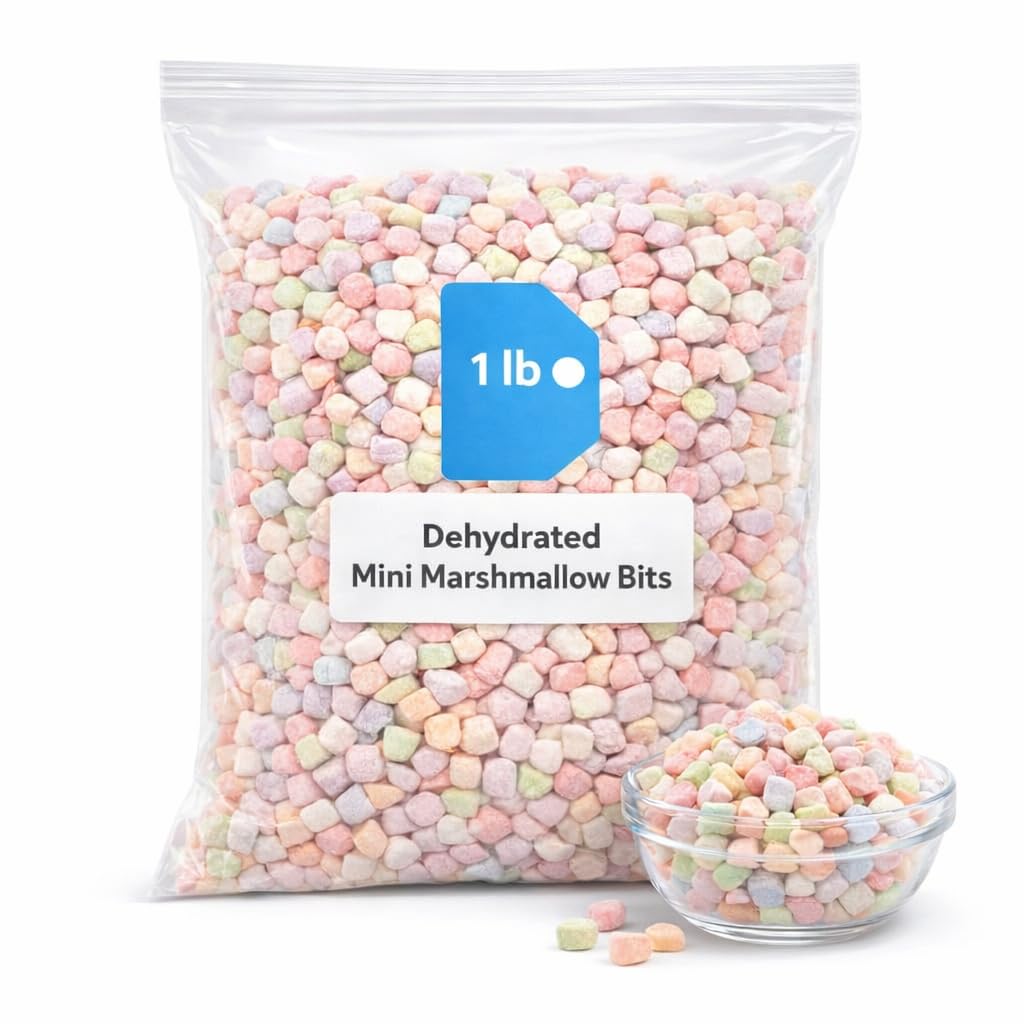 Dehydrated Mini Marshmallow Bits, 1 lb Bag, Colorful Crunchy