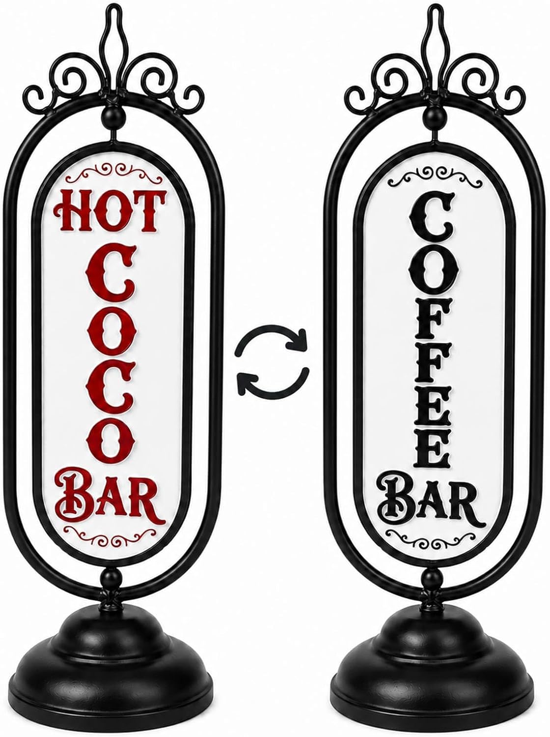 Reversible Hot Cocoa Bar and Coffee Bar Sign, Cafe Table Decor