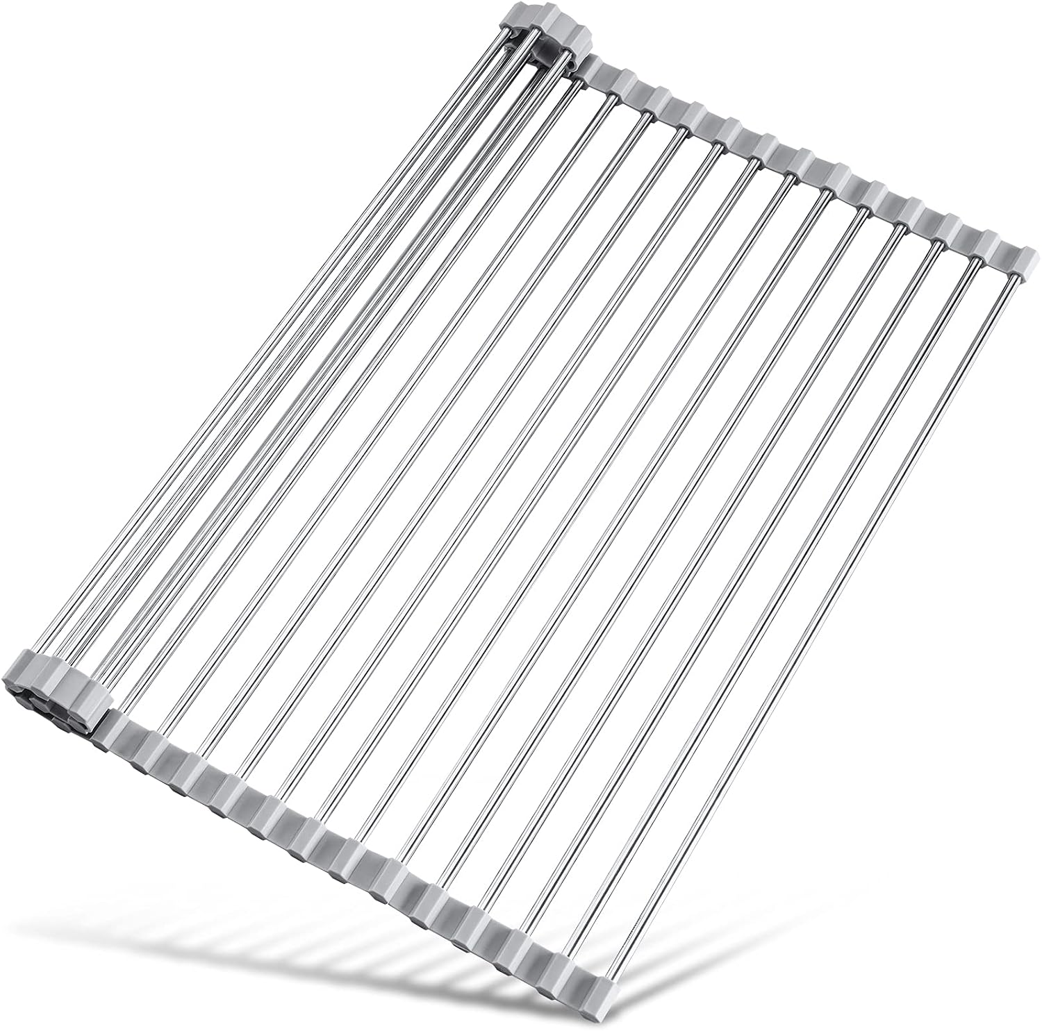 Tomorotec Roll Up Dish Drying Rack Over Sink, 304 Steel, Grey