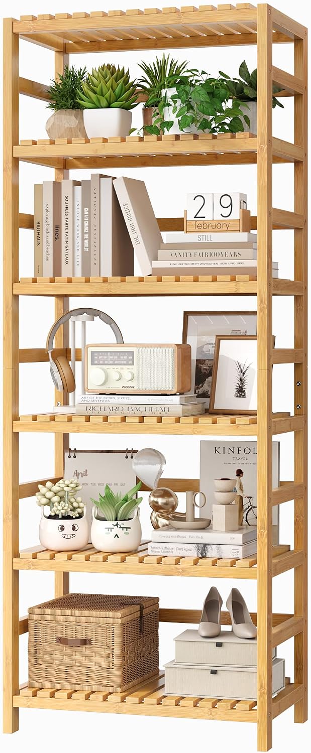 FOTOSOK 6-Tier Bamboo Shelf with Adjustable Shelves for Kitchen