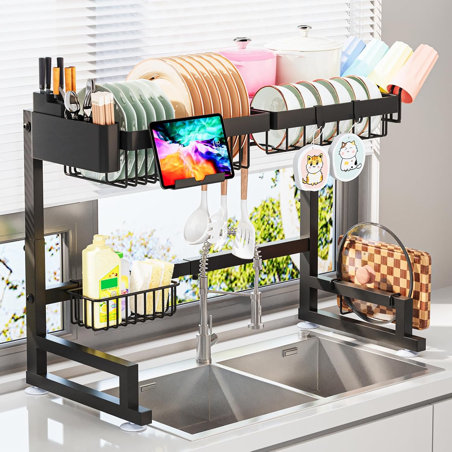 ADBIU Over The Sink Dish Drying Rack, Expandable Height and Length