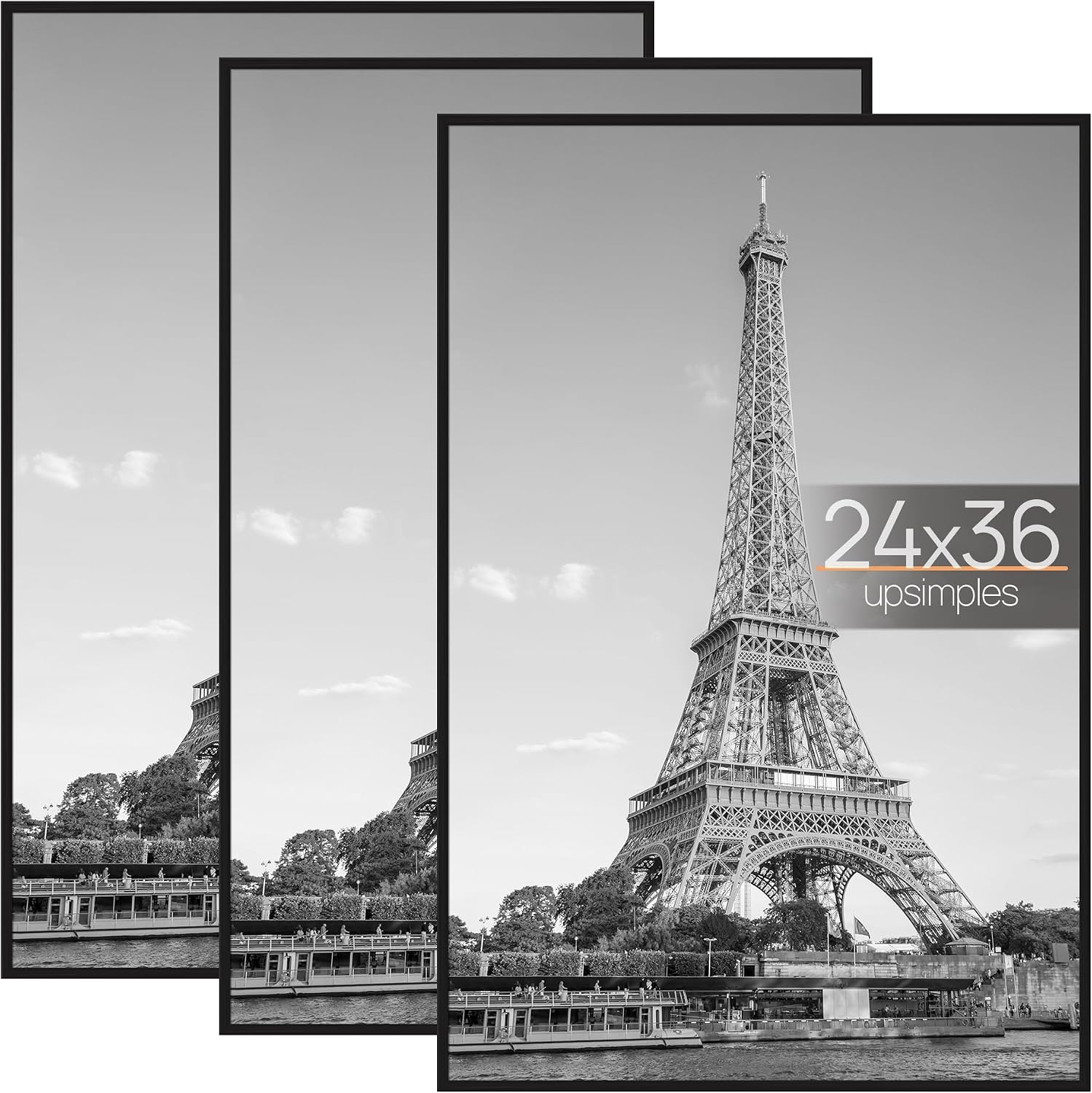 upsimples 24 x 36 Inch Poster Frames, Black, 3 Pack