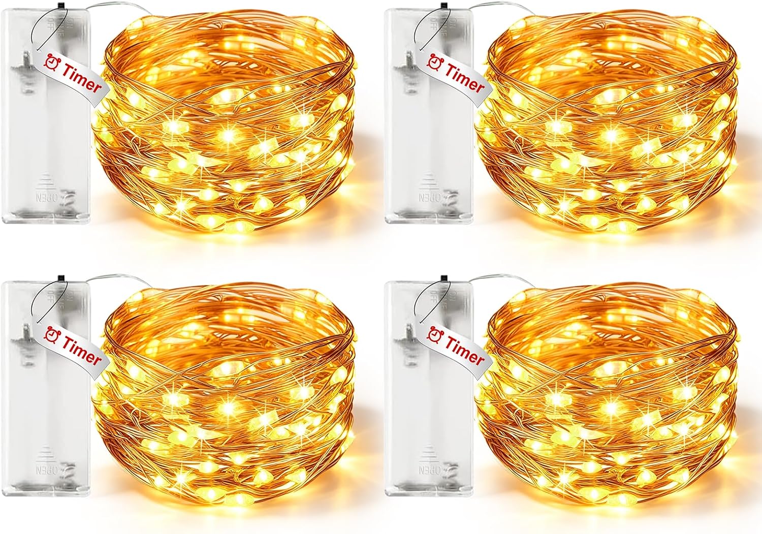 litogo Battery Operated Fairy Lights with Timer, 10 FT, 4 Pack