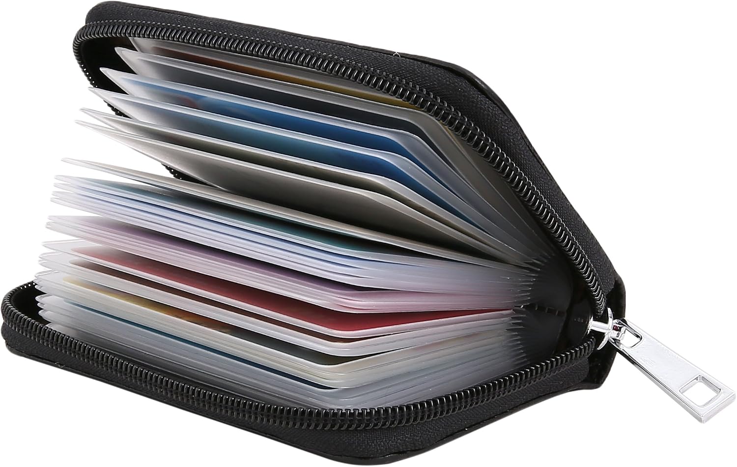 Easyoulife Genuine Leather Zipper Credit Card Holder Wallet, 26 Card Slots