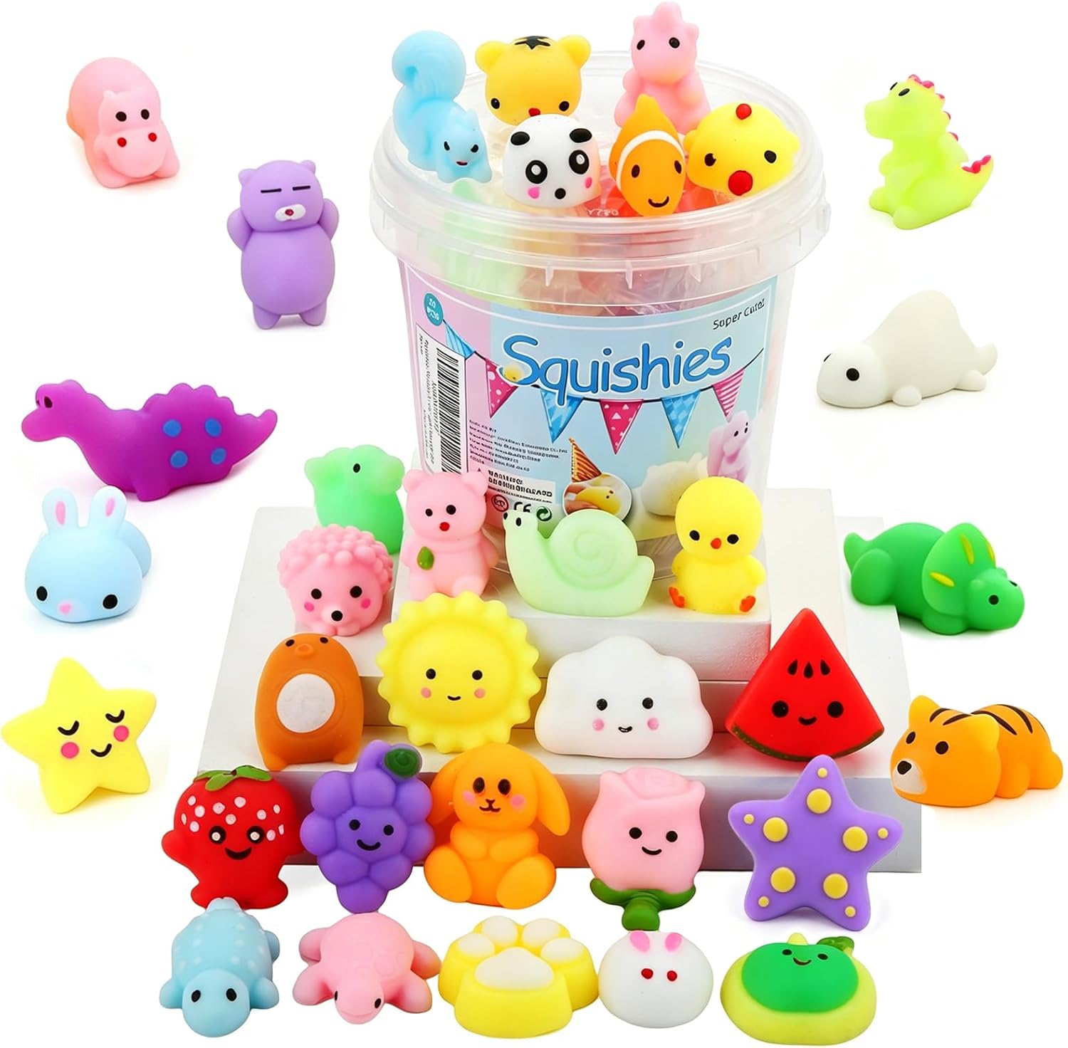 KINGYAO Mochi Squishy Toys, 24 Pcs, Mini Kawaii Party Favors