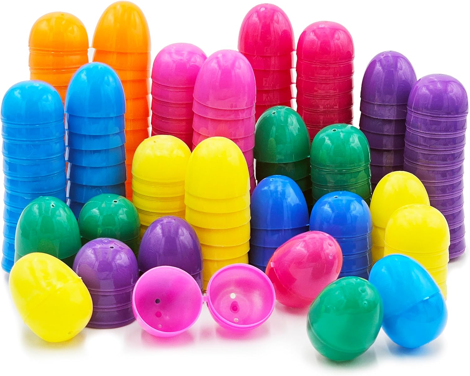 The Dreidel Company Fillable Plastic Easter Eggs with Hinge, 50 Pack