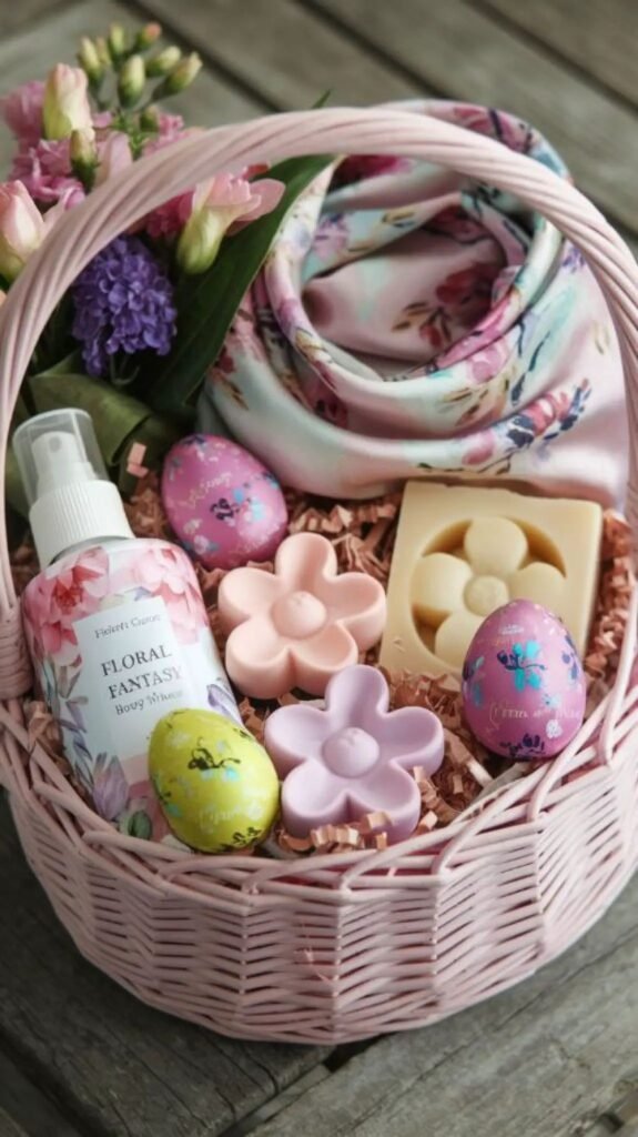Spring-themed accessories styled as seasonal Easter basket stuffers