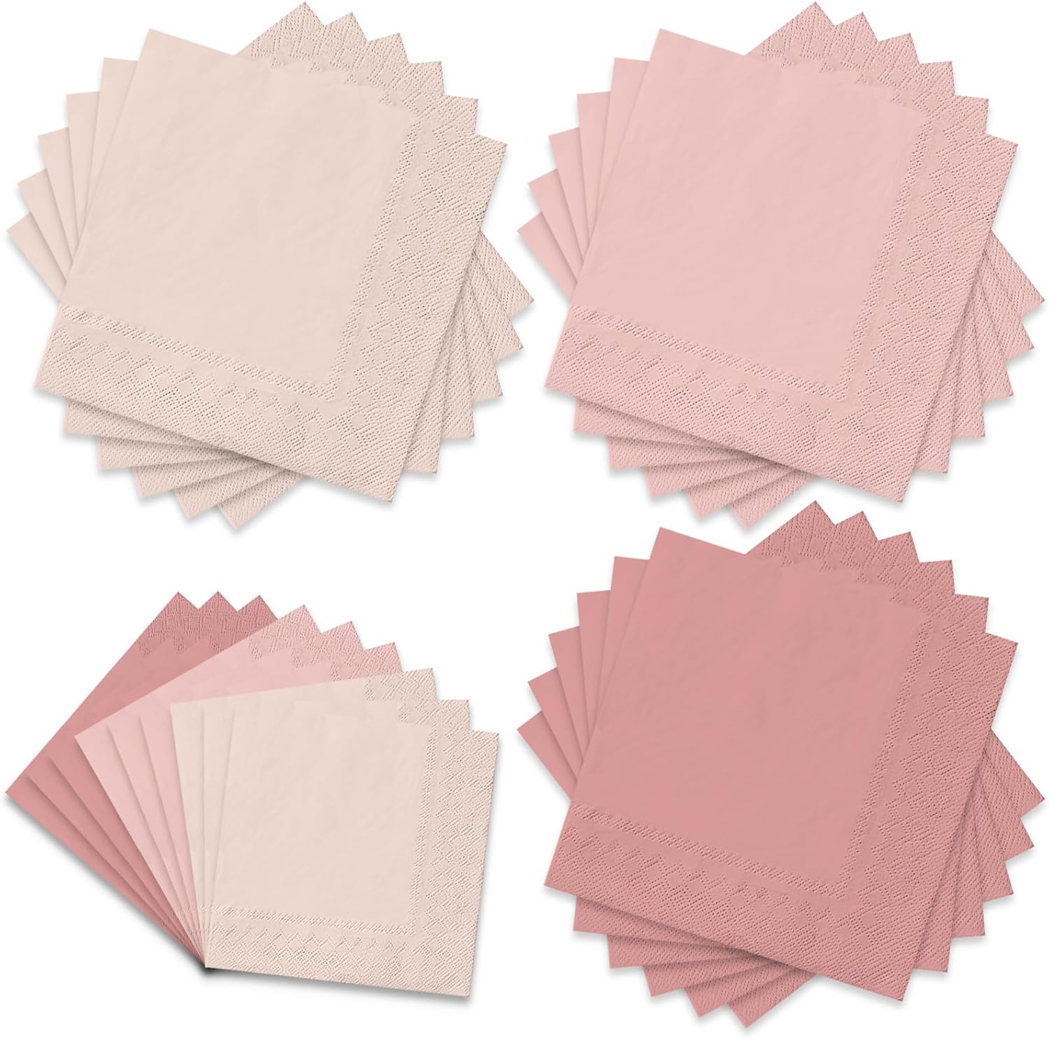 Whaline Blush Pink Paper Napkins, 3 Colors, Disposable Dinner Napkins