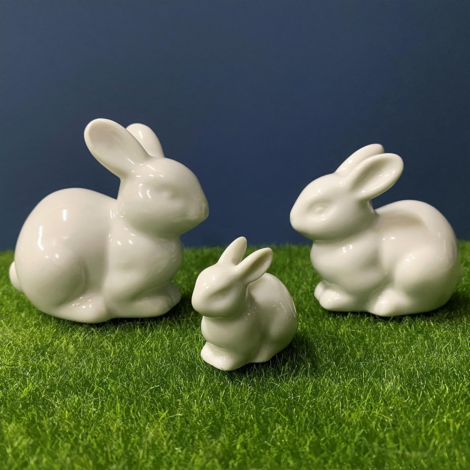 Mini Ceramic Rabbit Figurines, Porcelain Easter Bunny Decorations, Set