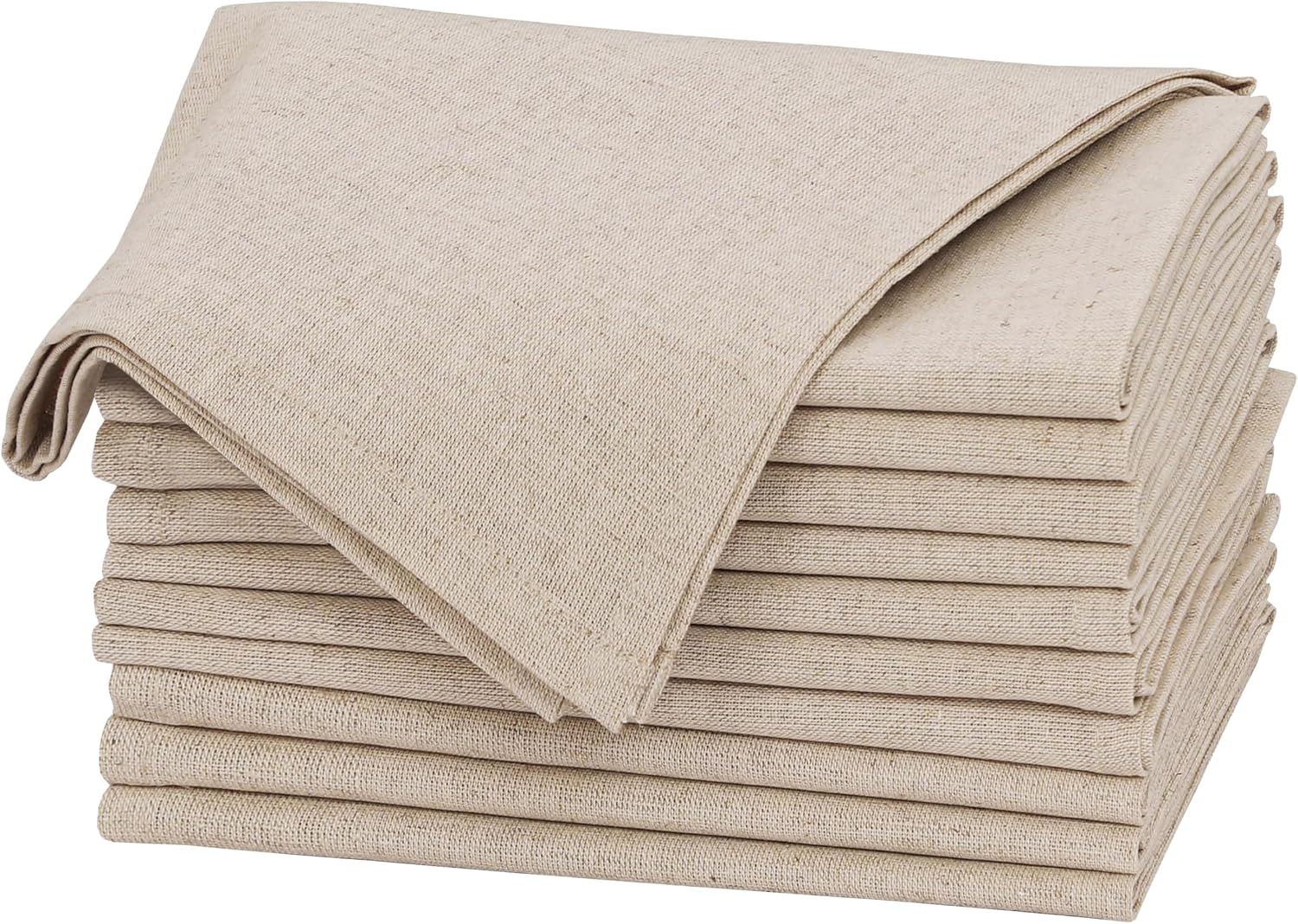 Ruvanti Linen Cotton Blend Napkins, Set of 12, 18 x 18 Inch, Natural
