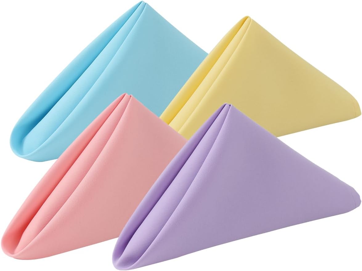 Washable Cloth Napkins, Set of 8, Soft Pastel Colors
