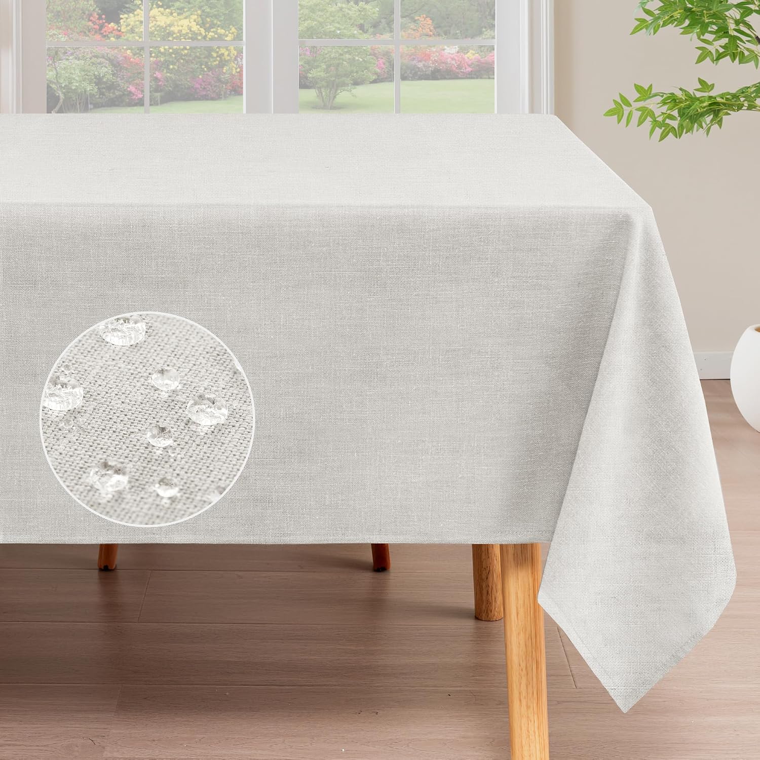 H.VERSAILTEX Linen Tablecloth, 60 x 120 Inch, Spill-Proof Waterproof