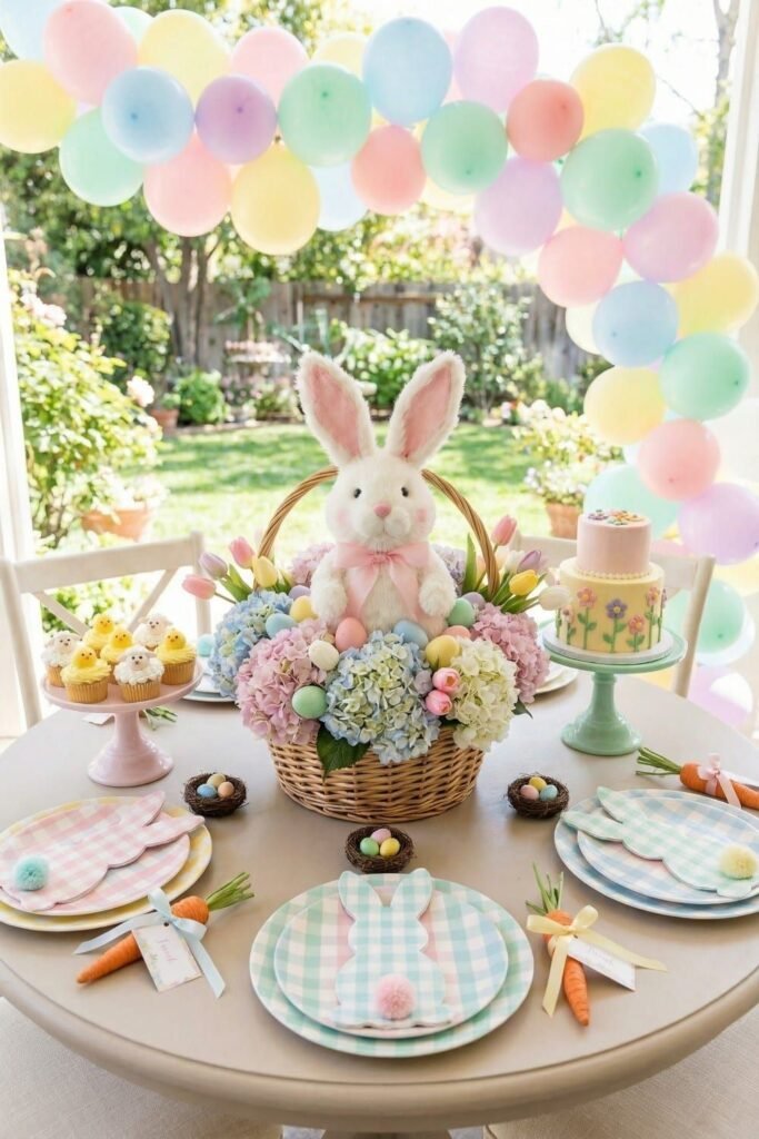 Kid-friendly Easter table setting with playful but stylish details