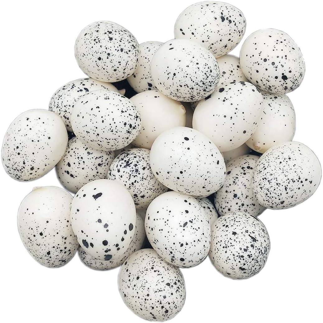 LWINGFLYER Speckled Mini Foam Eggs, 30 Pcs, Artificial Bird Eggs for Easter Crafts