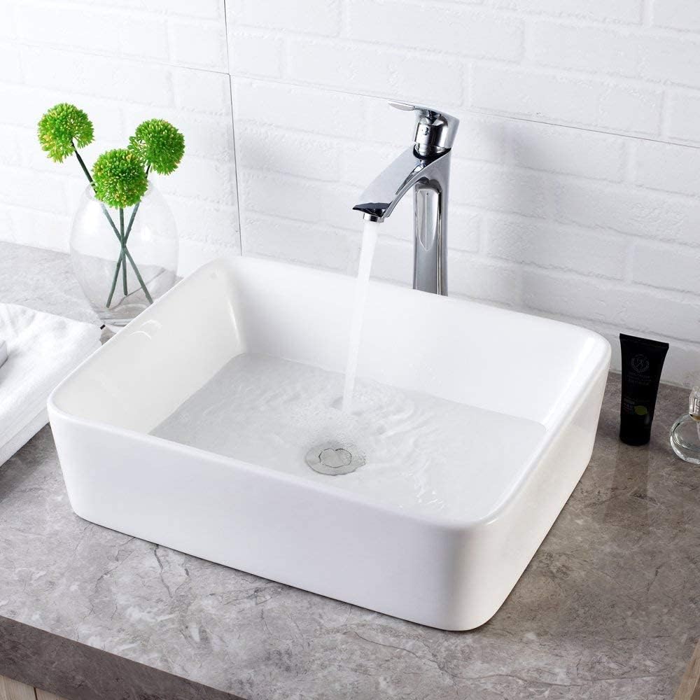 Lordear Rectangle Vessel Sink, 19 Inch, White