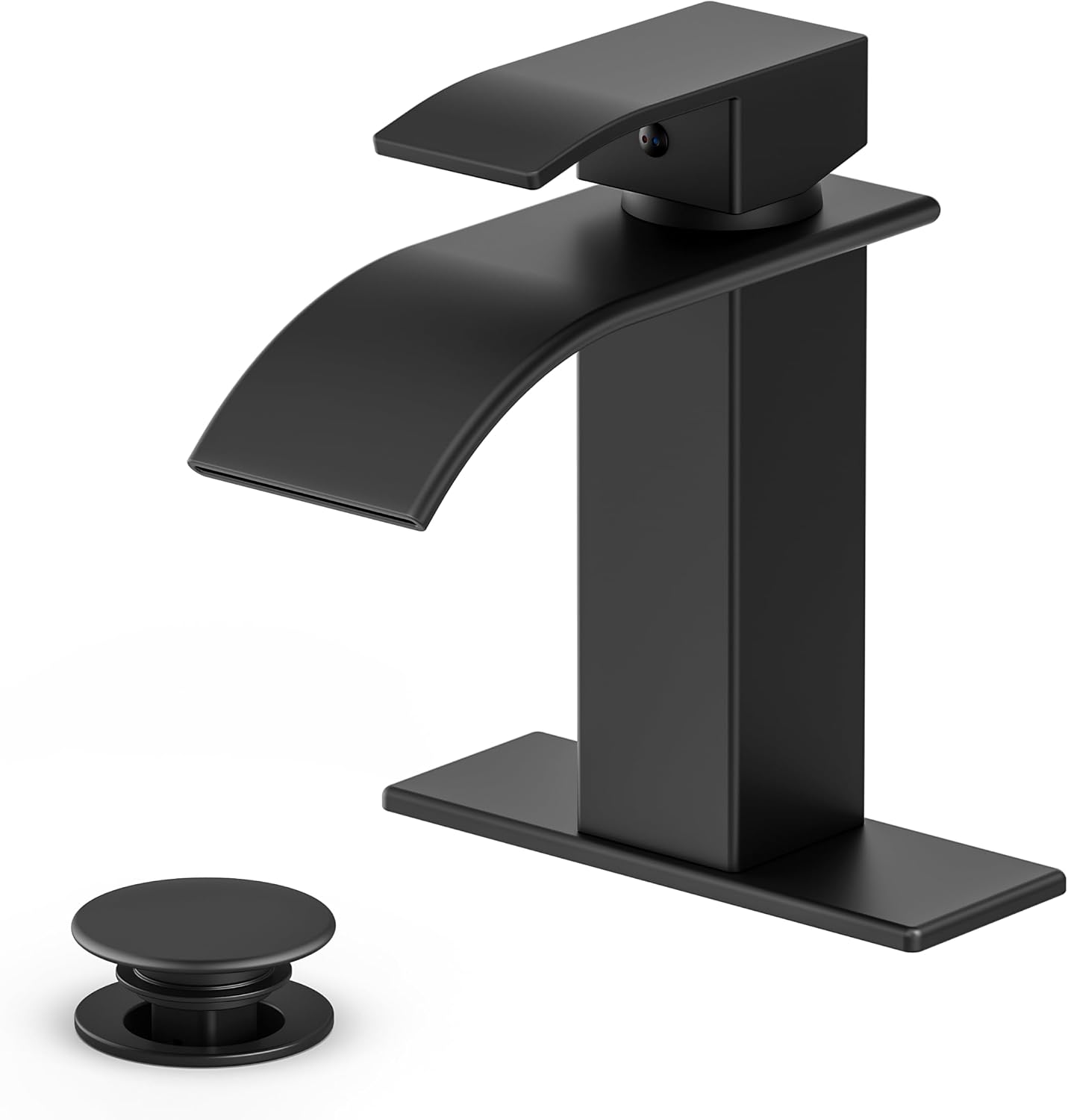 Ryuwanku Waterfall Bathroom Faucet, Matte Black, Single Handle