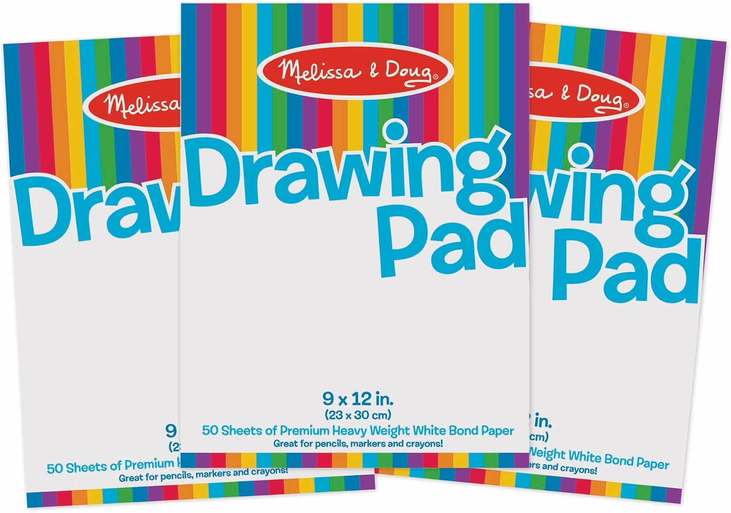 Melissa and Doug 9 x 12 Inch Drawing Paper Pad, 3 Pack