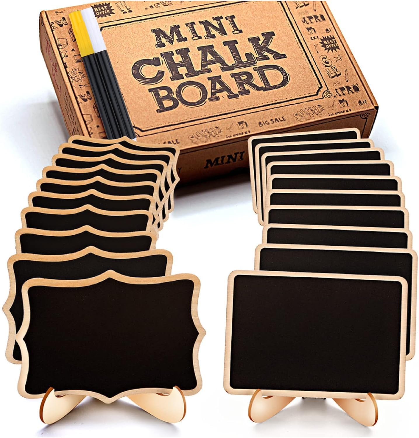 Mini Chalkboard Signs with Easel Stands, 20 Pack, Small Food Labels