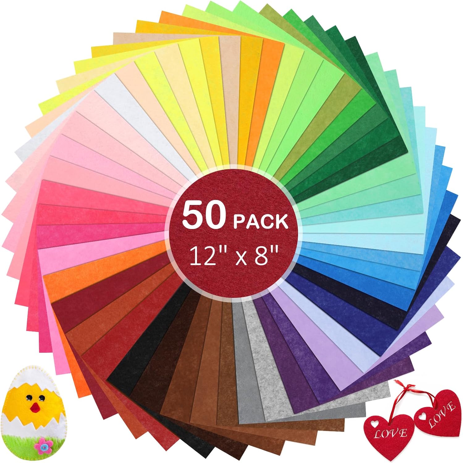 Thin Felt Fabric Sheets, Assorted Colors, for Crafts and DIY