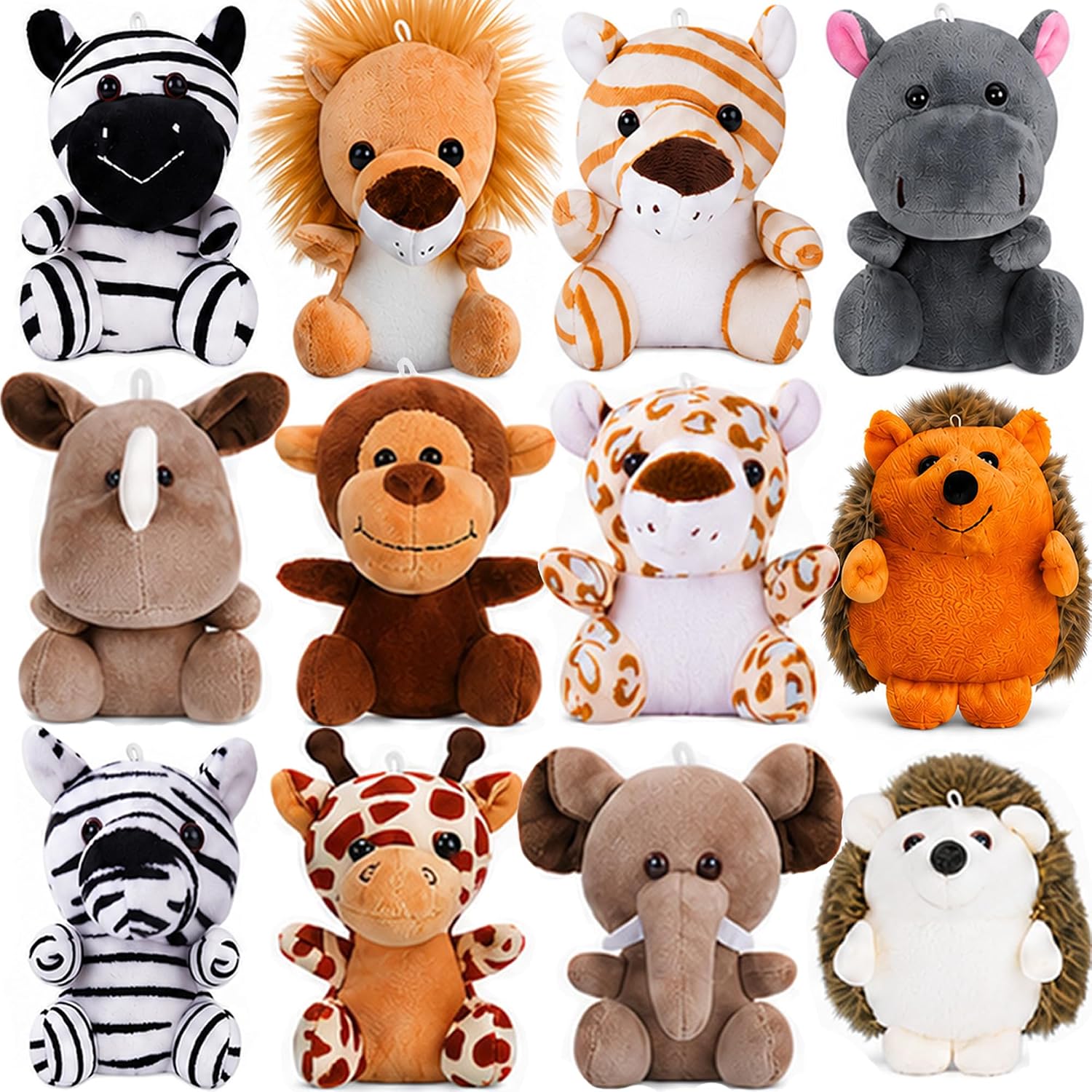 Mini Stuffed Animals Bulk, 12 Pack, 5 Inch Plush Keychain Toys