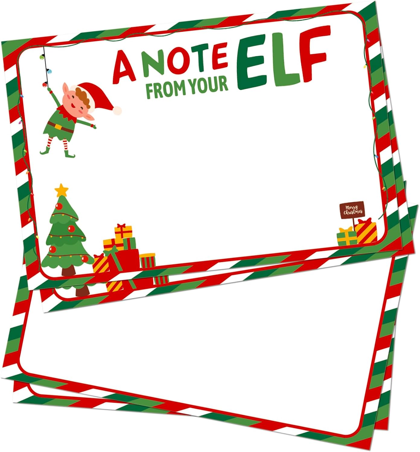 Whaline 50 Pcs Christmas Elf Note Cards, 4 x 6 Inch, Blank Stationery