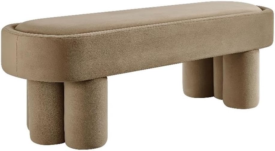 Modway Mossi 52 Inch Modern Oval Velvet Bench, Taupe