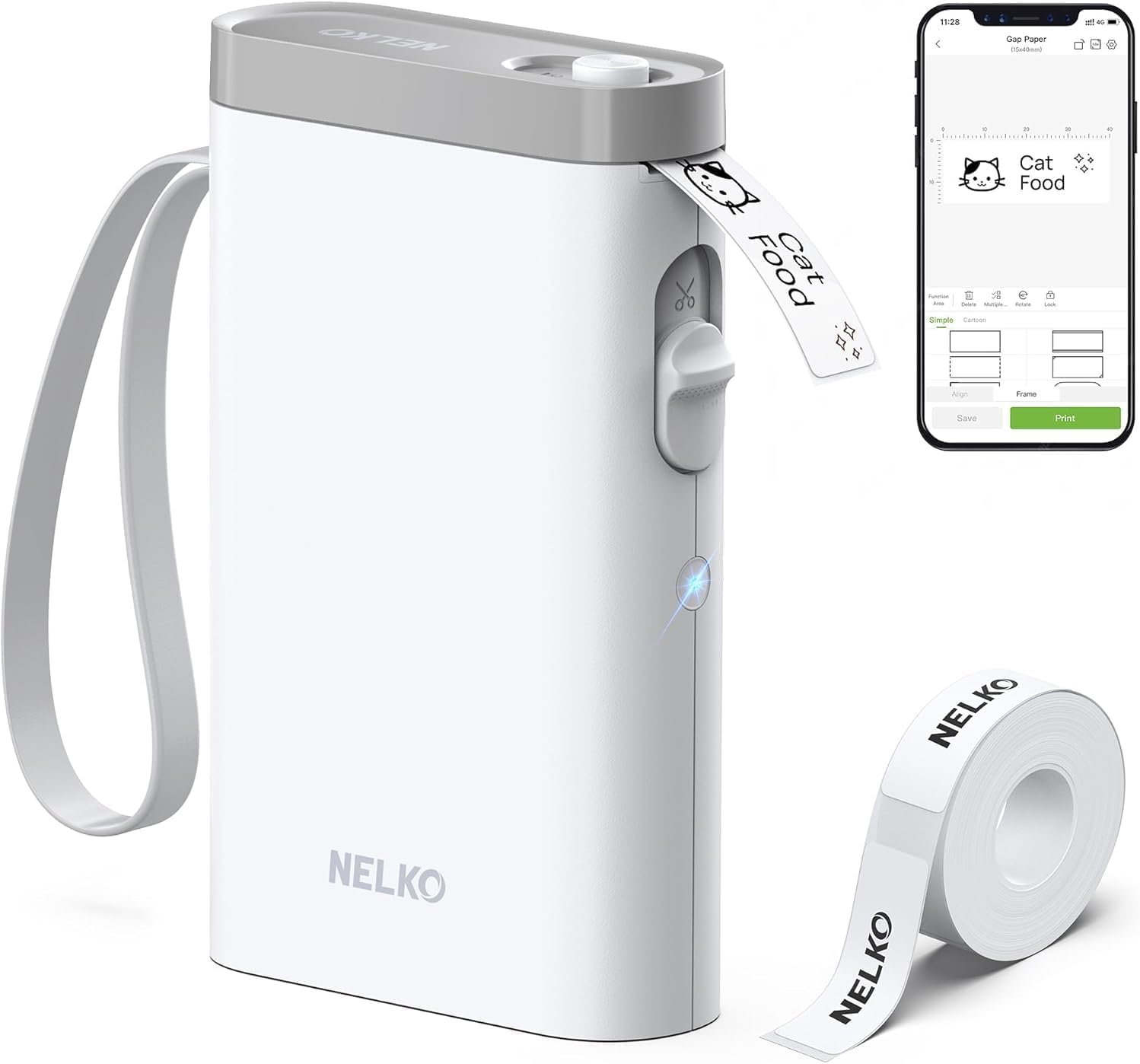 Nelko P21 Bluetooth Label Maker Machine with Tape, White
