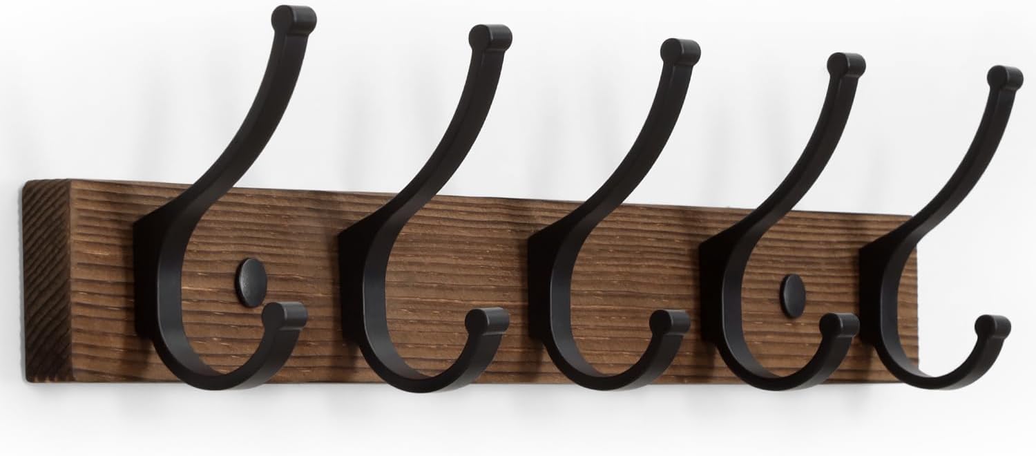 Optish Wood Coat Rack Wall Mount with Hooks, 16.5 Inch