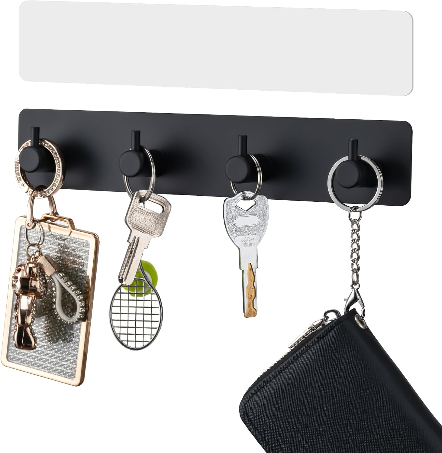 Adhesive Key Holder for Wall with 4 Hooks, Key Hanger Organizer
