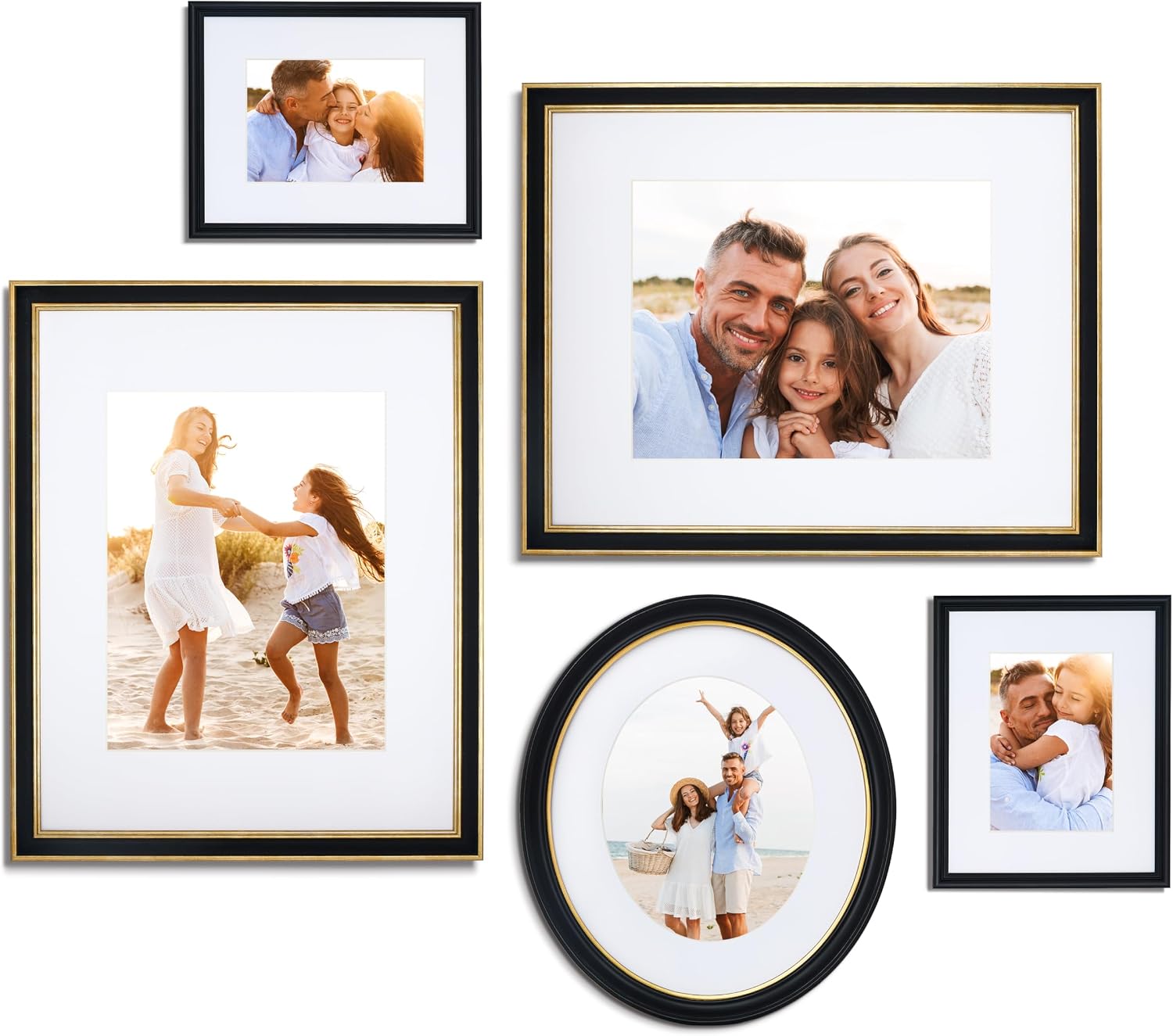 Camden Reed Mixed Gallery Wall Frame Set, 5 Piece, Black/Gold