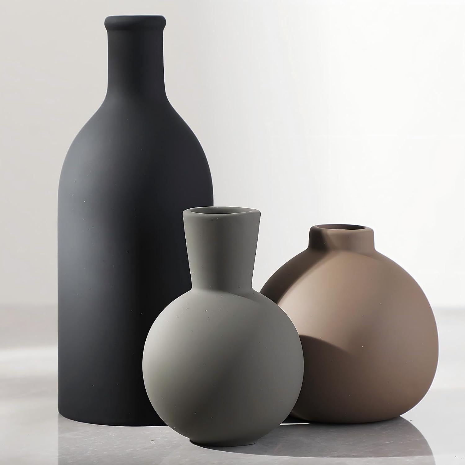 Ceramic Vase Set of 3, Neutral Vases Home Decor, Multicolor Large