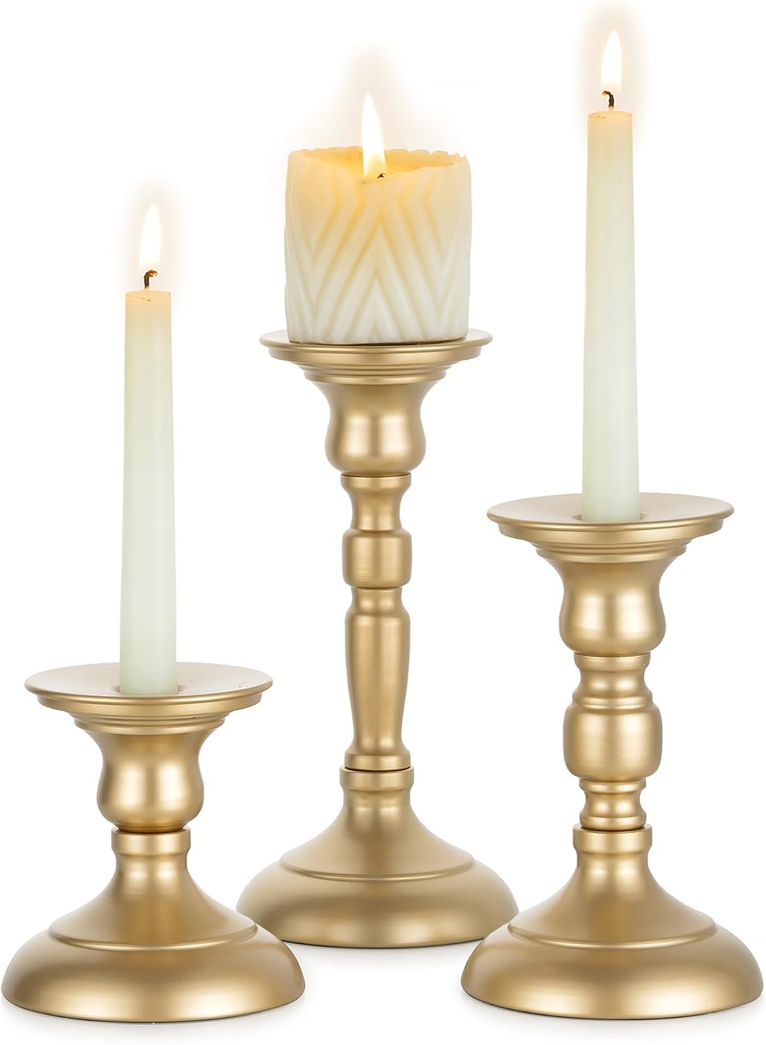 Sziqiqi Gold Pillar Candle Holders Set of 2