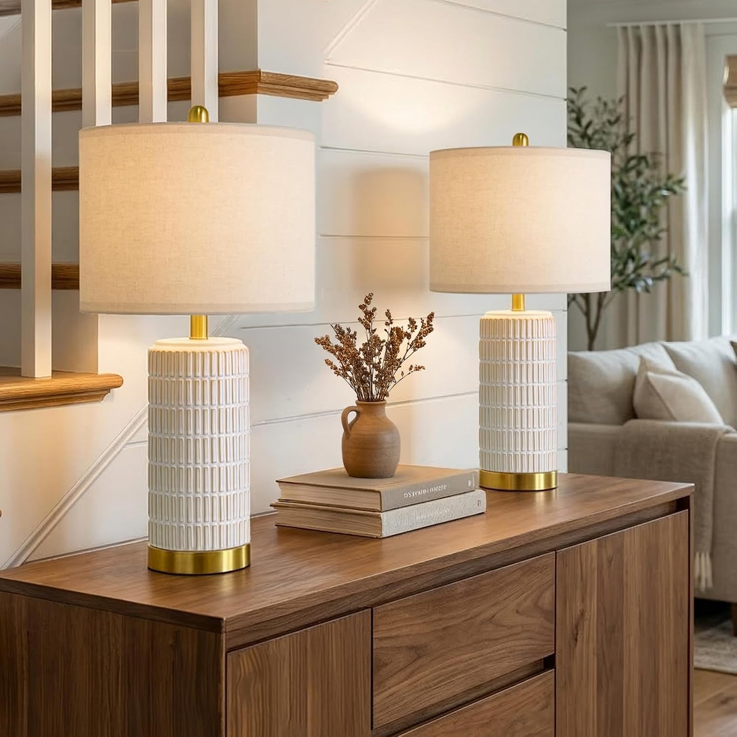 PoKat Ceramic Table Lamps Set of 2, 21.5