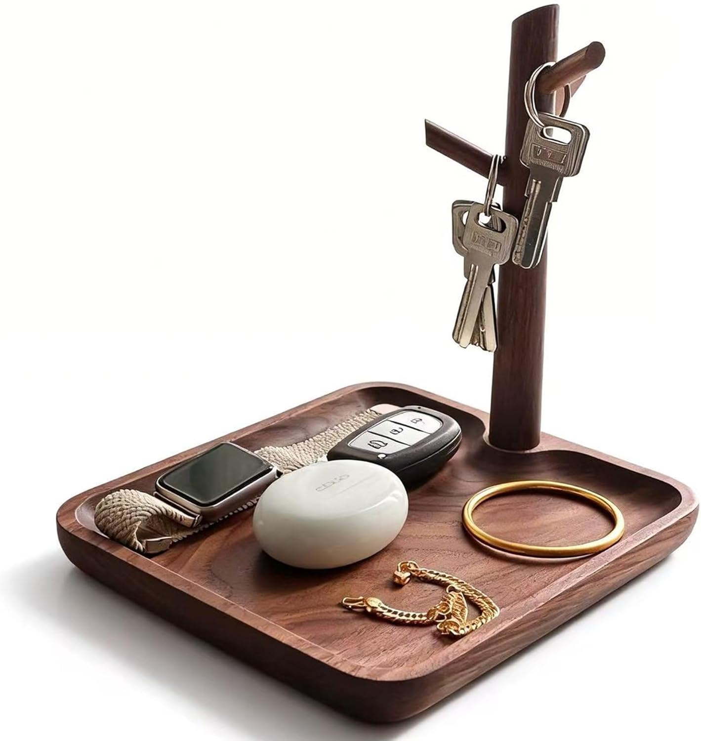 Solid Black Walnut Wooden Key Tray for Entryway Table