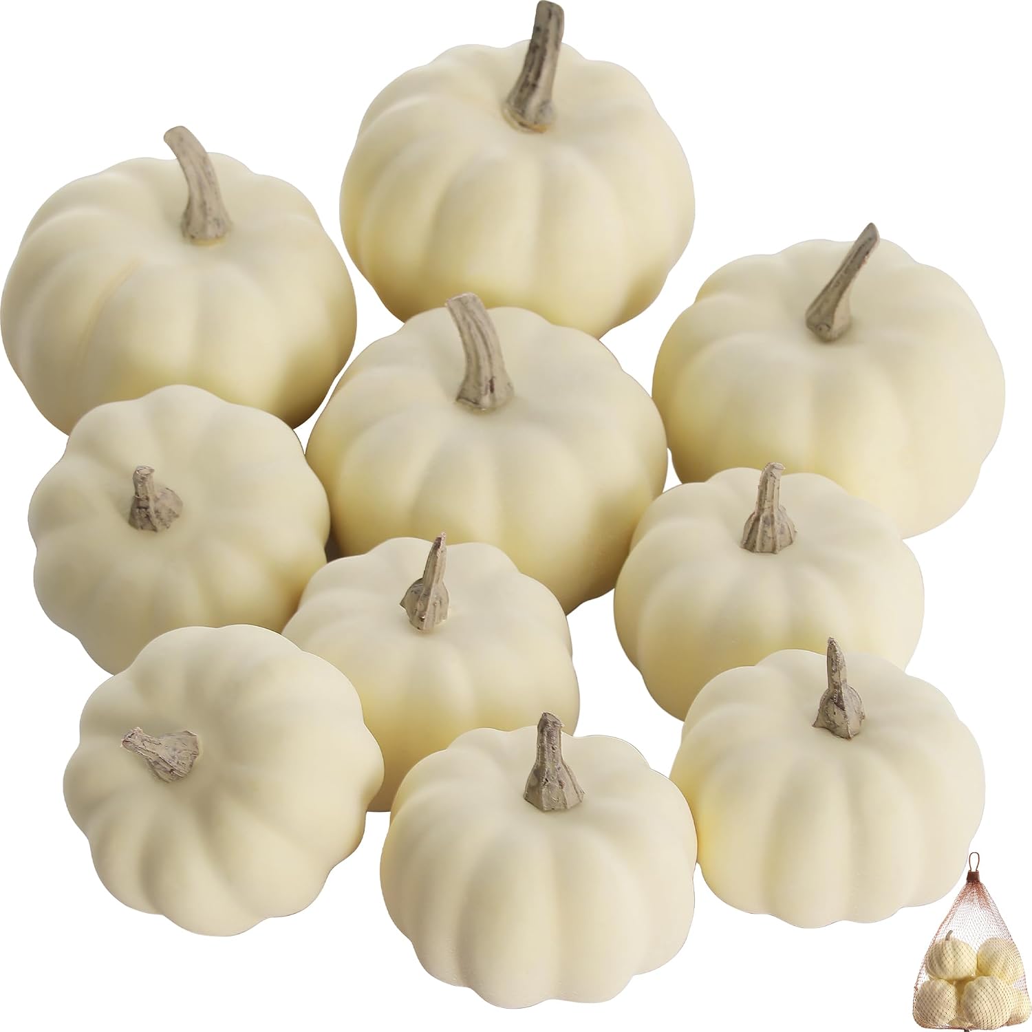 Artgar Mini White Pumpkins Harvest Set, 10 Pcs