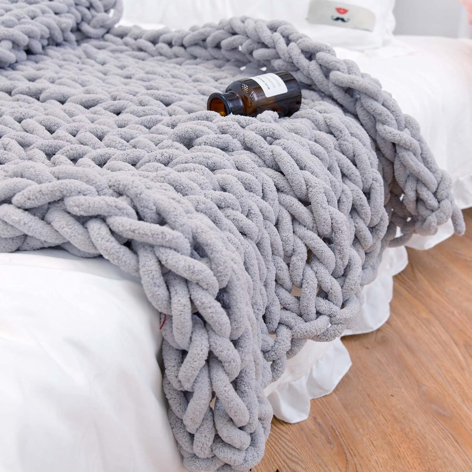 Soft Chunky Knit Throw Blanket for Couch, Cozy Warm Knitted Blanket