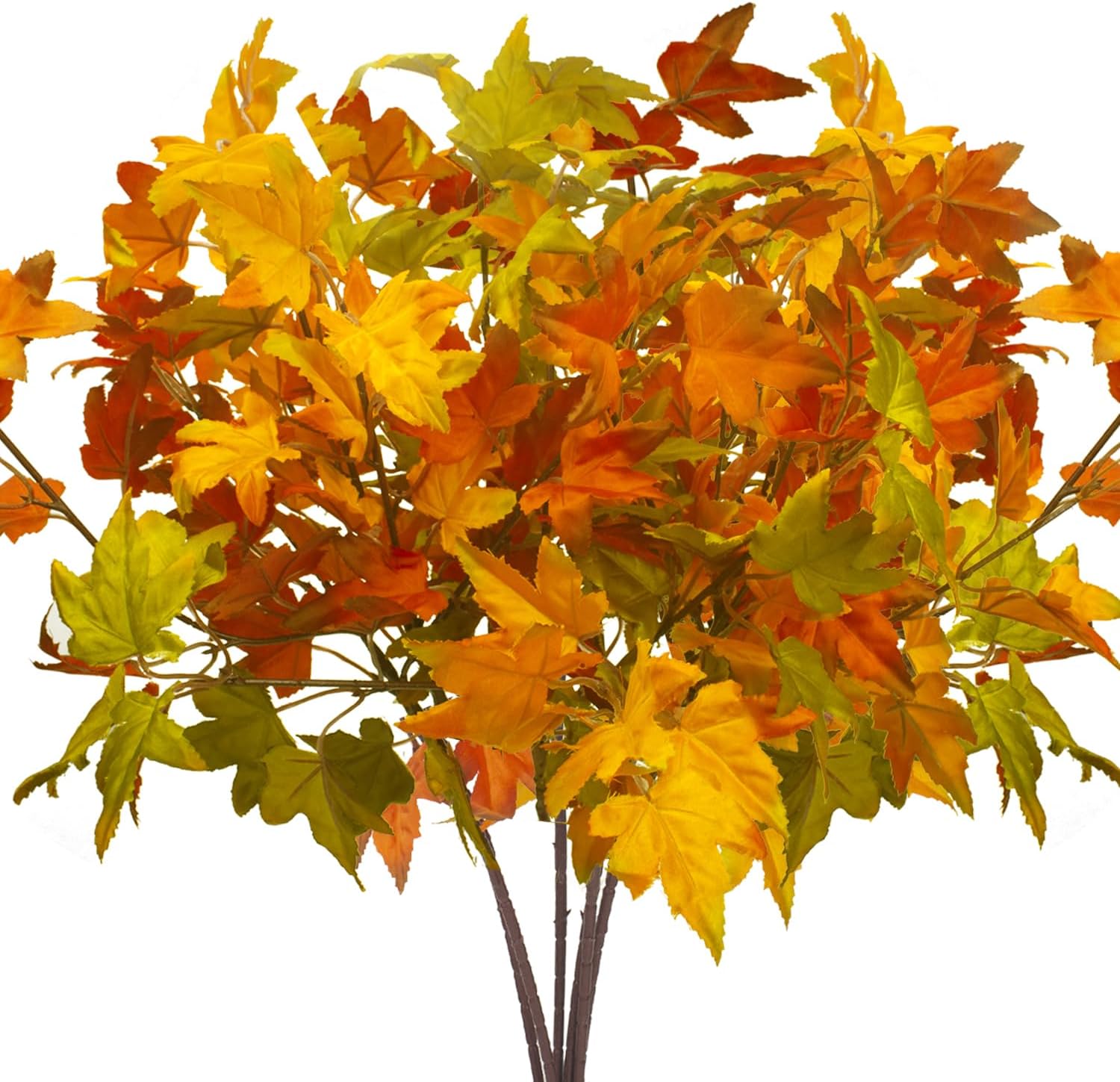 Grunyia Artificial Maple Leaves Branches, 6 Pcs, Fake Fall Shrubs