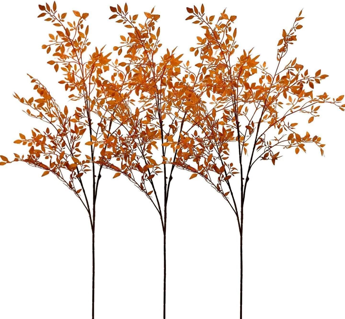 Fall Artificial Leaf Branches, 43.3 Inch, 3 Pcs, Tall Faux Stems