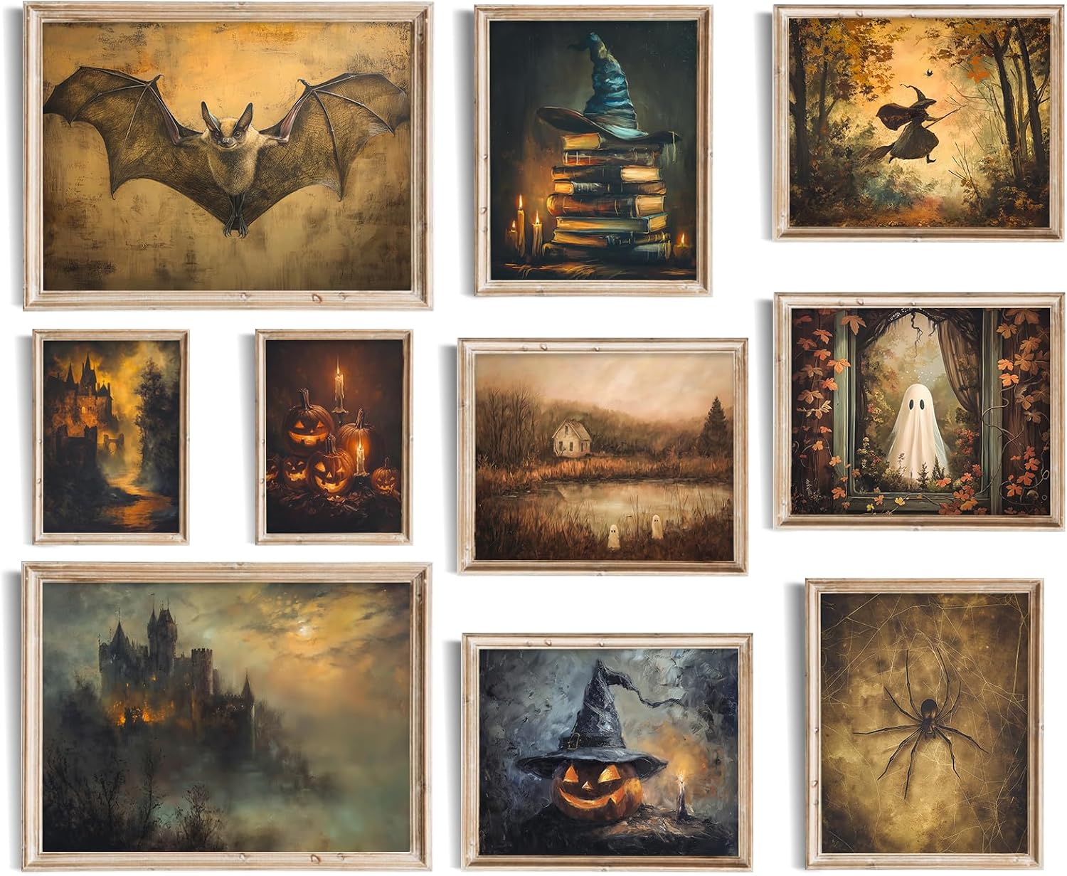 Vodefoad Vintage Halloween Canvas Wall Art Prints, 10 Pcs